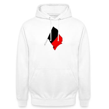 Noms de drapeaux Belgique - Sweat-shirt à capuche unisexe - blanc - Devant - AI Model Male 185 dark (185cm) & AI Model Female 172 dark (172cm)