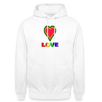 From love comes even more love - Unisex Hoodie - white - Front - AI Model Male 185 dark (185cm) & AI Model Female 172 dark (172cm)