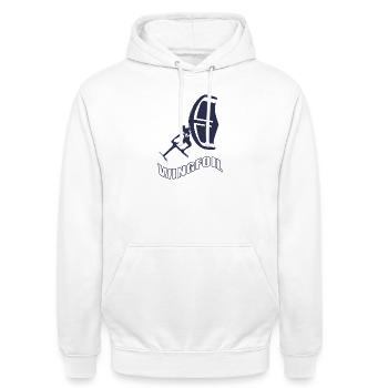 Windfoil Surfer Silhouette - Unisex Hoodie - Weiß - Vorne - AI Model Male 185 dark (185cm) & AI Model Female 172 dark (172cm)
