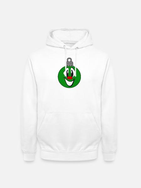 Green Christmas Ornament with Smile - Unisex Hoodie - white