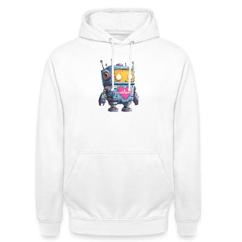 Heart Robot Neon Heart Beat - Unisex Hoodie - white - Front - AI Model Male 185 dark (185cm) & AI Model Female 172 dark (172cm)