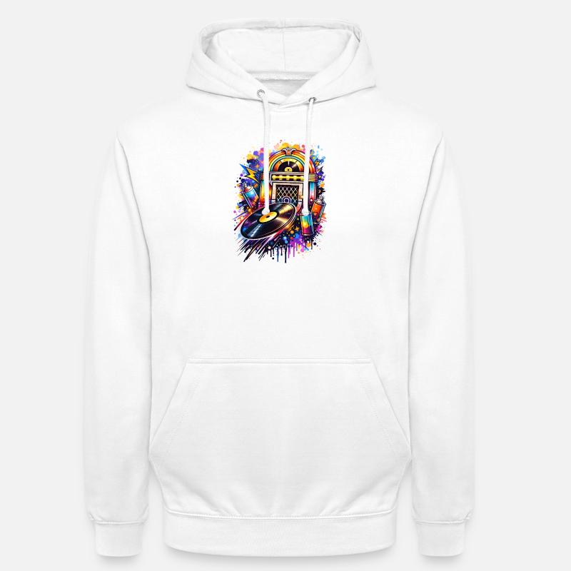 Bunte Jukebox im Graffiti-Style mit Schallplatte - Unisex Hoodie - Weiß