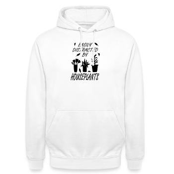 Easily distracted by houseplants - Unisex Hoodie - white - Front - AI Model Male 185 dark (185cm) & AI Model Female 172 dark (172cm)