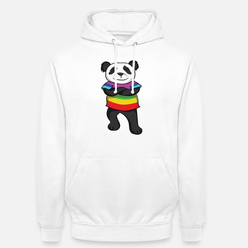 Panda Rainbow Pride with Attitude - Unisex Hoodie - white