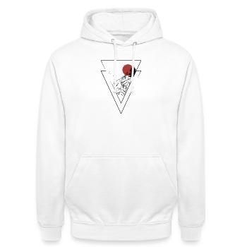 Rote Silhouette des Sonnenuntergangsgipfels - Unisex Hoodie - Weiß - Vorne - AI Model Male 185 dark (185cm) & AI Model Female 172 dark (172cm)