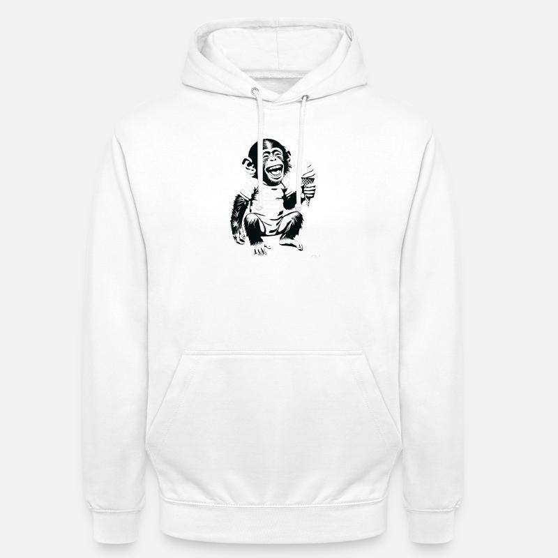 Verspielter Affe mit Eiscreme-Design - Unisex Hoodie - Weiß