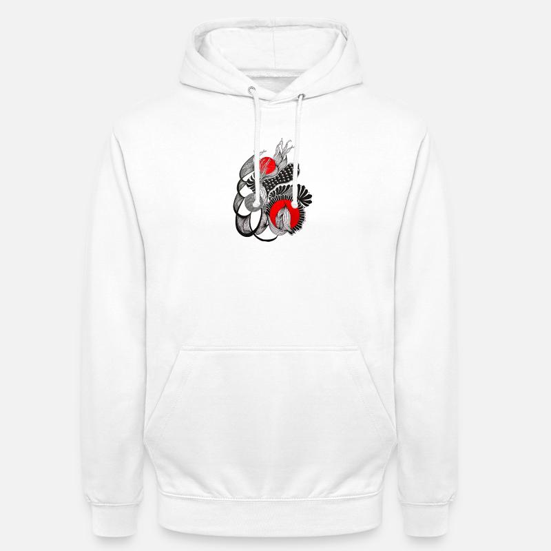 Cercles de fleurs monochromes avec rouge - Sweat-shirt à capuche unisexe - blanc