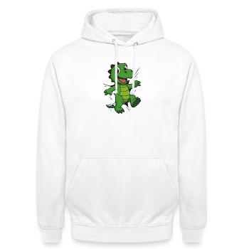 Comic Dino – For real dinosaur fans - Unisex Hoodie - white - Front - AI Model Male 185 dark (185cm) & AI Model Female 172 dark (172cm)