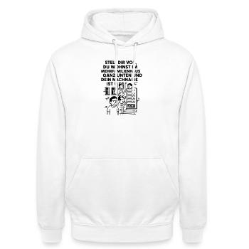 Mehrfamilienhaus Lustig Licht - Unisex Hoodie - Weiß - Vorne - AI Model Male 185 dark (185cm) & AI Model Female 172 dark (172cm)
