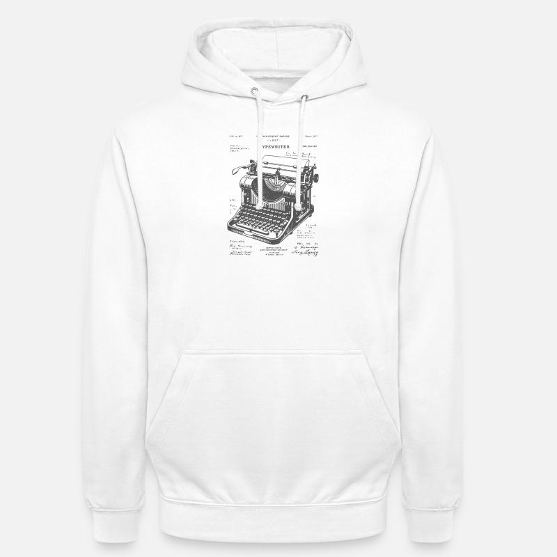 Antique Typewriter Blueprint - Unisex Hoodie - white