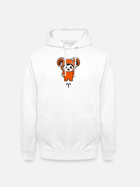 Sternzeichen Widder im Kawaii Style - Unisex Hoodie - Weiß