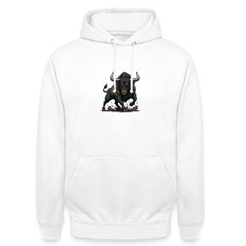 Furious Taurus Charge Power - Unisex Hoodie - white - Front - AI Model Male 185 dark (185cm) & AI Model Female 172 dark (172cm)