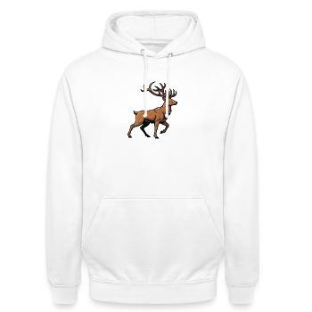 Cerf Sauvage Course Nature Forêt - Sweat-shirt à capuche unisexe - blanc - Devant - AI Model Male 185 dark (185cm) & AI Model Female 172 dark (172cm)