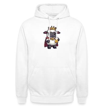 Roi de la Bière de Mouton - Sweat-shirt à capuche unisexe - blanc - Devant - AI Model Male 185 dark (185cm) & AI Model Female 172 dark (172cm)