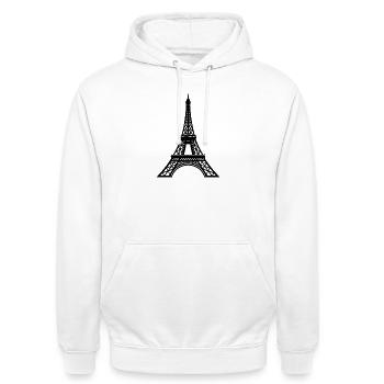 Eiffel Tower - Unisex Hoodie - white - Front - AI Model Male 185 dark (185cm) & AI Model Female 172 dark (172cm)