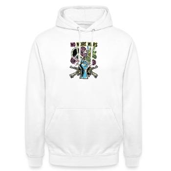 Paix Paix contre la guerre - Sweat-shirt à capuche unisexe - blanc - Devant - AI Model Male 185 dark (185cm) & AI Model Female 172 dark (172cm)