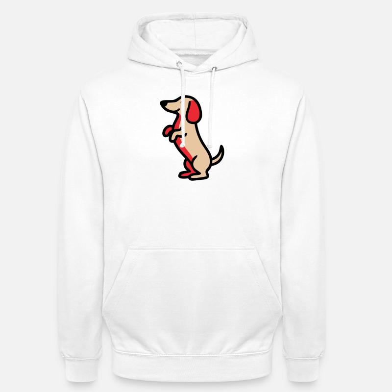 Süßer Dackel Hund Männchen Comic - Unisex Hoodie - Weiß