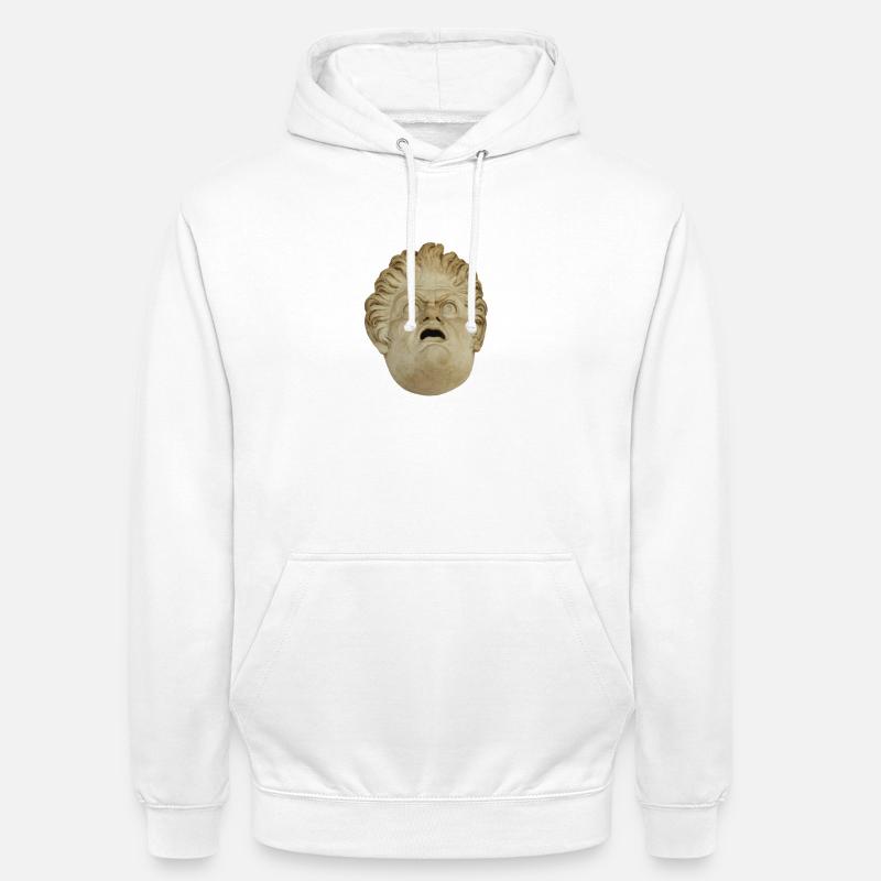 Tête du Masque de Pierre d’Ulysse - Sweat-shirt à capuche unisexe - blanc
