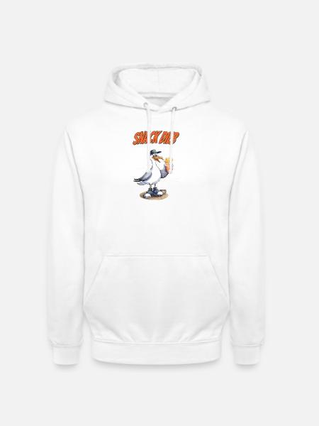 Snack Dieb Möwe Lustiger Pommes Spruch - Unisex Hoodie - Weiß