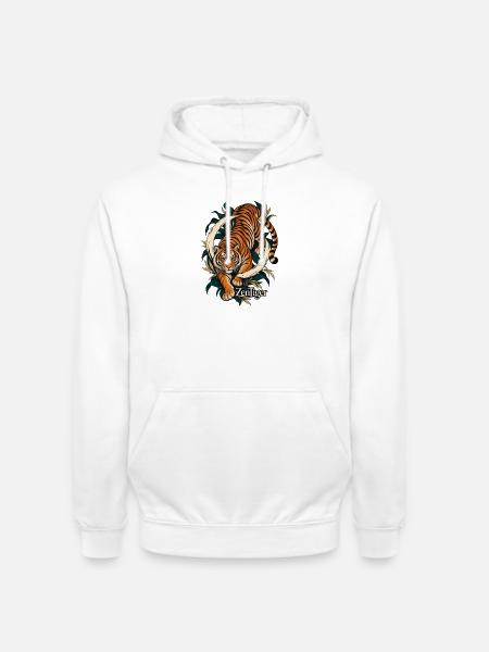 ZenTiger: Tiger im Zen-Kreis - Unisex Hoodie - Weiß