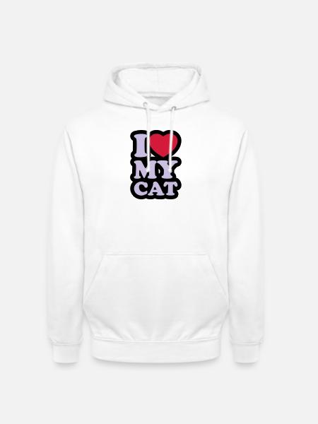 I love my cat - Unisex Hoodie - white