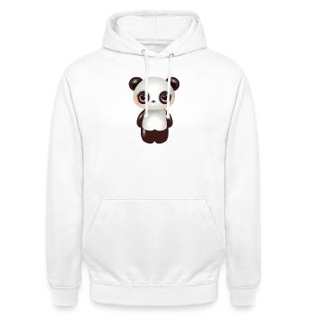 niedlicher Panda mit rosa Wangen im Comic Stil - Unisex Hoodie - Weiß - Vorne - AI Model Male 185 dark (185cm) & AI Model Female 172 dark (172cm)