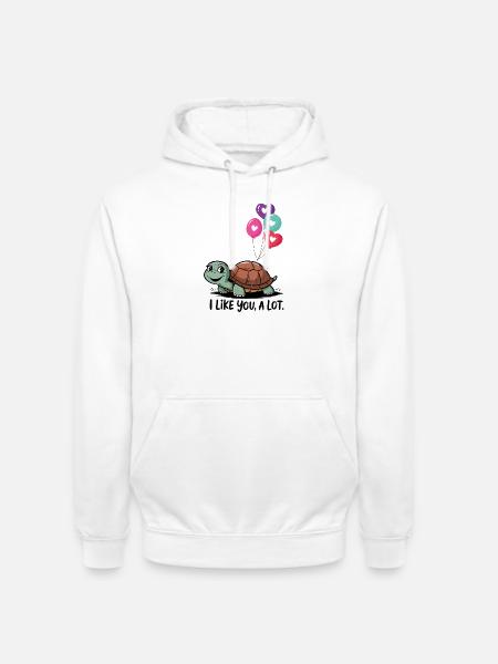 Turtle with Heart Balloons - Unisex Hoodie - white