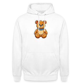 Teddybär - Unisex Hoodie - Weiß - Vorne - AI Model Male 185 dark (185cm) & AI Model Female 172 dark (172cm)