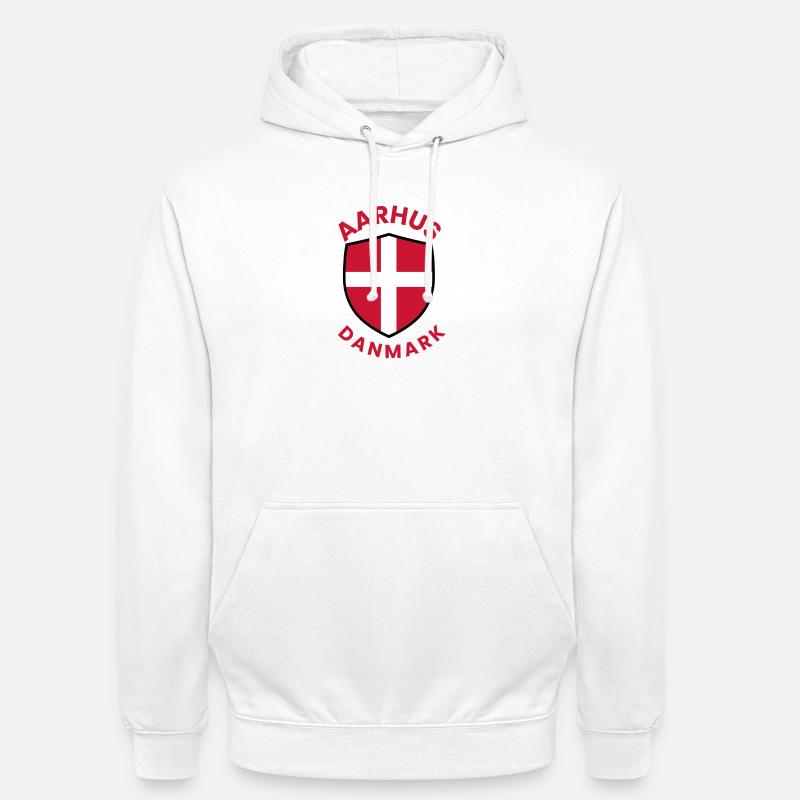 Écu du drapeau du Danemark d’Aarhus - Sweat-shirt à capuche unisexe - blanc