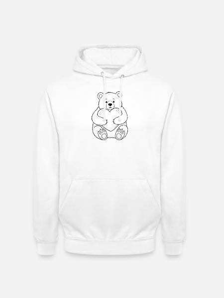 Teddybär mit Herz – kuschelige Liebe - Unisex Hoodie - Weiß
