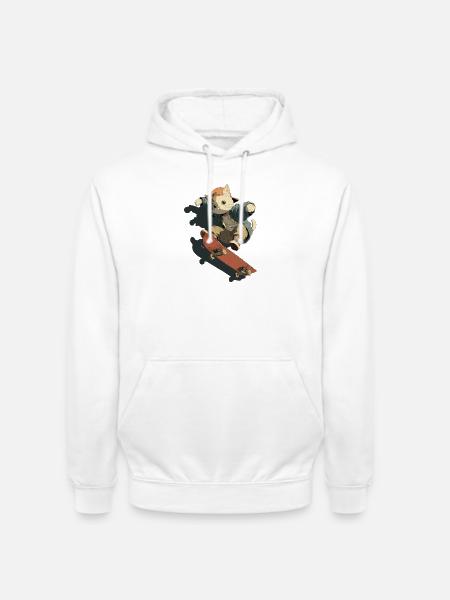 Skateboarding Cat Streetwear - Unisex Hoodie - white