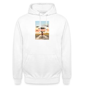 Cadeau de chien et d’OVNI pour les fans de science-fiction - Sweat-shirt à capuche unisexe - blanc - Devant - AI Model Male 185 dark (185cm) & AI Model Female 172 dark (172cm)