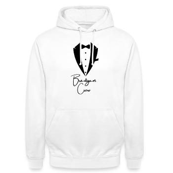 Équipe de mariés de la fête de garçon - Sweat-shirt à capuche unisexe - blanc - Devant - AI Model Male 185 dark (185cm) & AI Model Female 172 dark (172cm)