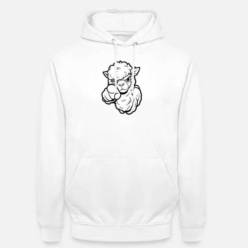 Alpaga coquin te pointe du doigt - Sweat-shirt à capuche unisexe - blanc