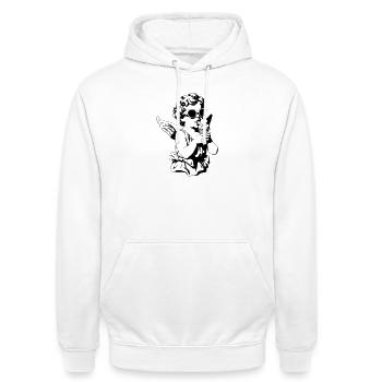 Cooler Cherub mit Sonnenbrille und Eis - Unisex Hoodie - Weiß - Vorne - AI Model Male 185 dark (185cm) & AI Model Female 172 dark (172cm)
