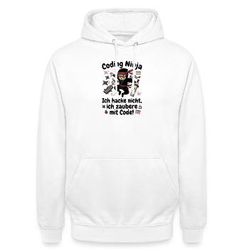 Coder Ninja Programmierer Humor - Unisex Hoodie - Weiß - Vorne - AI Model Male 185 dark (185cm) & AI Model Female 172 dark (172cm)