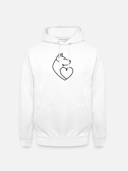 Husky Schäferhund Herz Line Art - Unisex Hoodie - Weiß