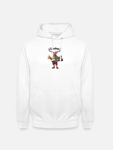Lausbua Hirsch - Unisex Hoodie - Weiß