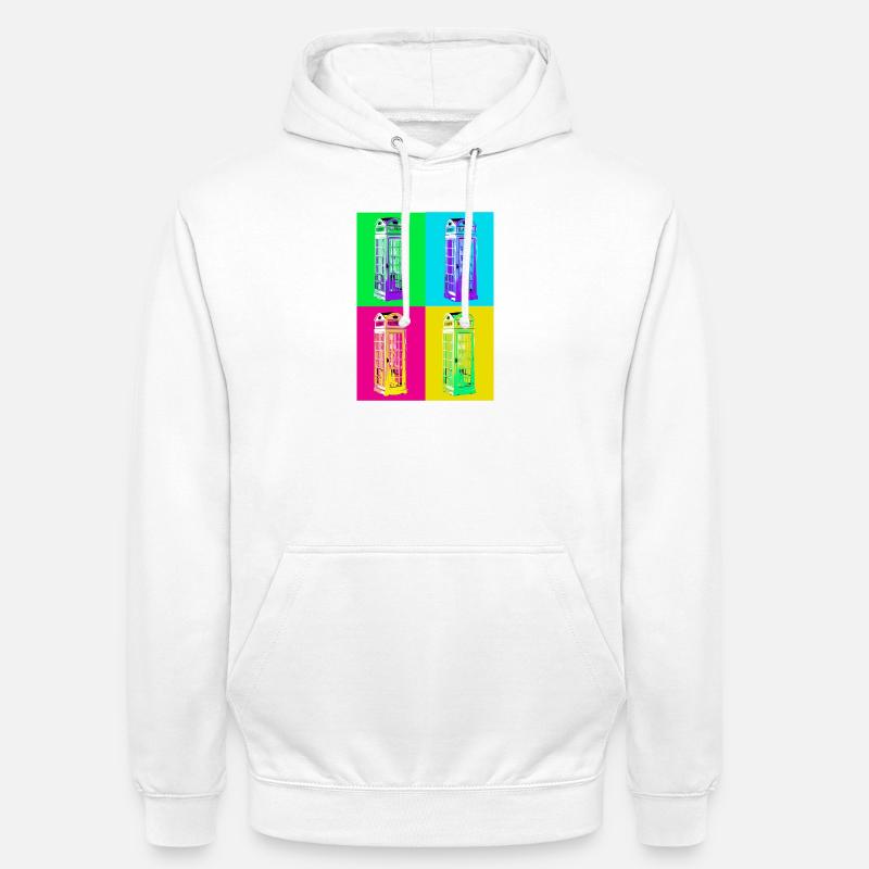 Cabine téléphonique Pop Art multicolore - Sweat-shirt à capuche unisexe - blanc