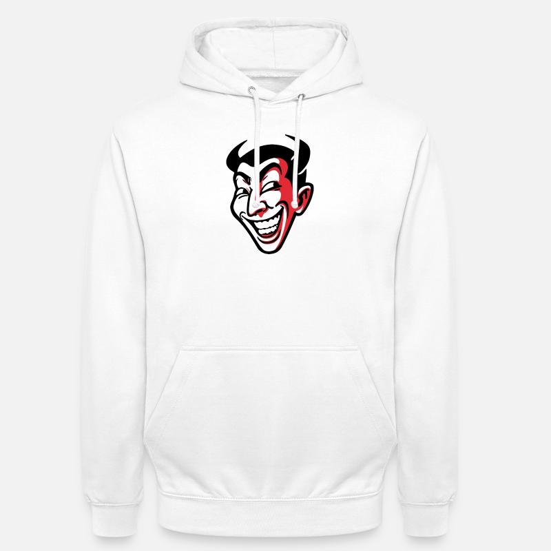 Conception expressive de visage comique souriant - Sweat-shirt à capuche unisexe - blanc