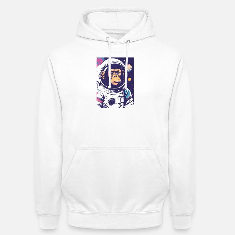 Chimpanzé astronaute dans l’espace - Sweat-shirt à capuche unisexe - blanc