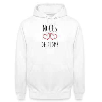 Lead Wedding 14 years of marriage - Unisex Hoodie - white - Front - AI Model Male 185 dark (185cm) & AI Model Female 172 dark (172cm)