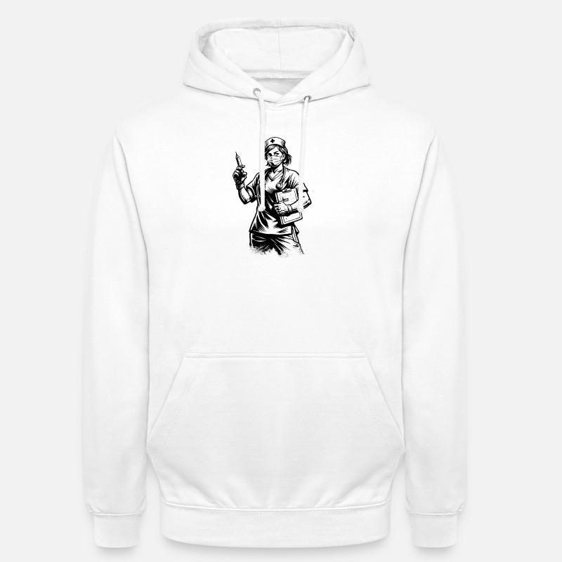 Freundliche Krankenschwester Comic Stil Schwarz We - Unisex Hoodie - Weiß
