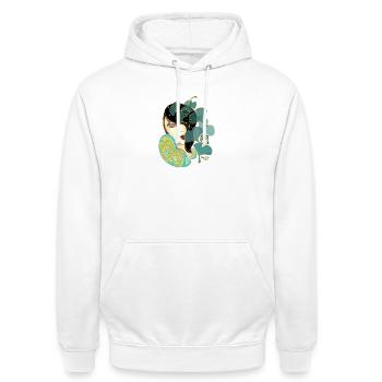 Ginkgo-Schönheit im Jugendstil - Unisex Hoodie - Weiß - Vorne - AI Model Male 185 dark (185cm) & AI Model Female 172 dark (172cm)