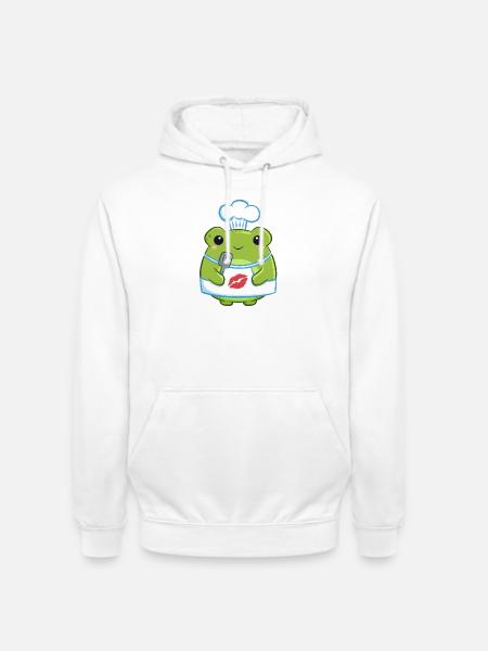Küchenfrosch mit Kussabdruck - Unisex Hoodie - Weiß