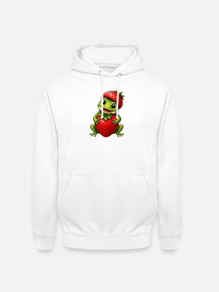 Frosch Erdbeere Süßer Sommer Cartoon - Unisex Hoodie - Weiß