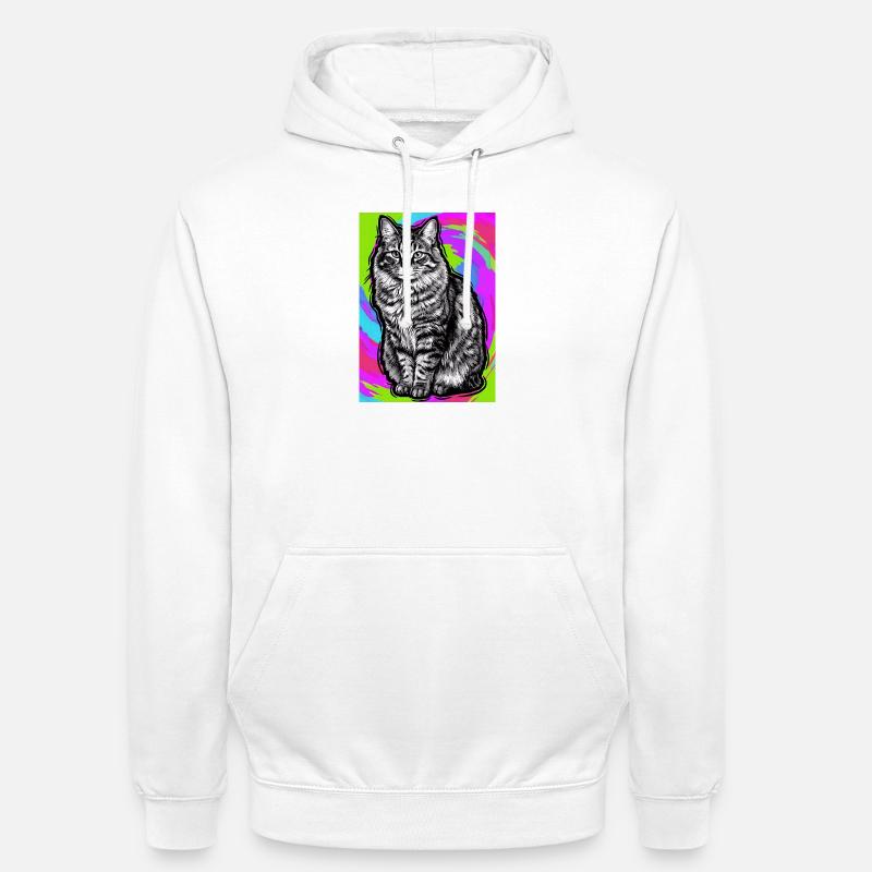 chat - Sweat-shirt à capuche unisexe - blanc