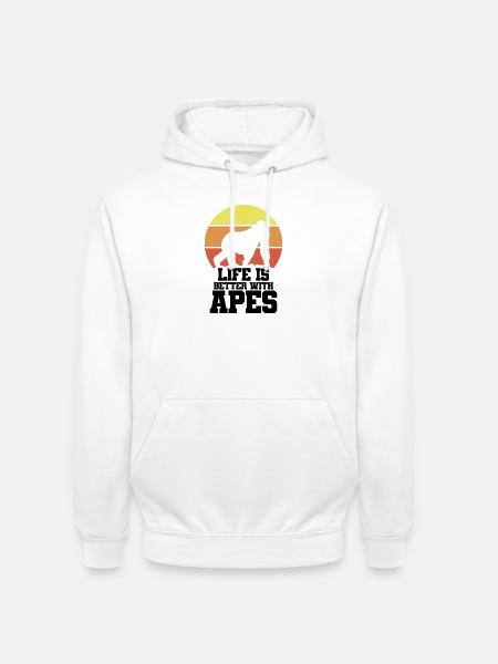 Affe Retro Motto - Unisex Hoodie - Weiß
