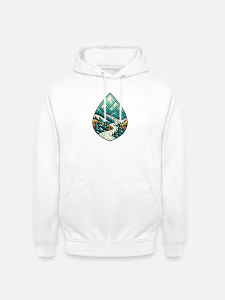 Teardrop Berglandschaft - Unisex Hoodie - Weiß