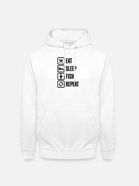 Eat - sleep - fish - repeat - Unisex Hoodie - Weiß